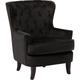 Fauteuil Chesterfield En Tissu Noir Haut Dossier à Clous Pieds Courbes Viborg - Noir