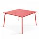 Oviala - Table de jardin carrée en métal rouge - Palavas - Rouge