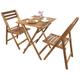 Cémonjardin - Ensemble pliable table + 2 chaises pour balcon en acacia Fidgi - Marron