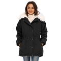 Vieliring Women's Hooded Coat Parka Plus Size Big Fur Collar Hooded Women's Snow Parka Coat Jacket Winter Long Outwear… Black