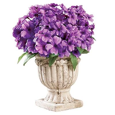 Collections Etc Impatiens Artificial Maintenance-Free Flower Bush - Set of 3, Purple