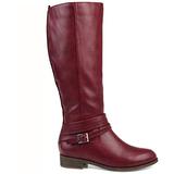 Brinley Co Comfort Womens Strap Riding Boot Wine, 7 Wide Calf US screenshot. Shoes directory of Clothing & Accessories.