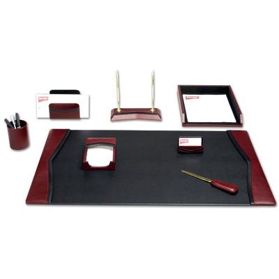 Dacasso Burgundy Leather Desk Set, 8-Piece
