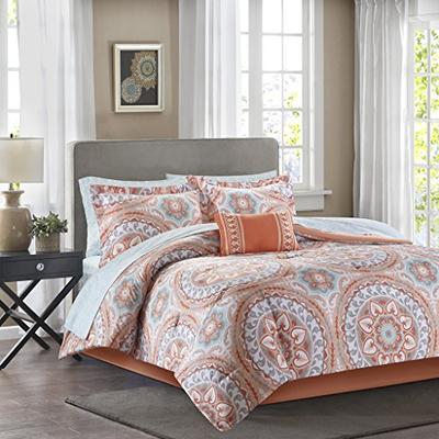 Madison Park Serenity Complete Comforter and Cotton Sheet Set Coral King