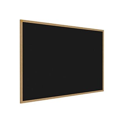 Ghent 36.5" x 60.5" Wood Frame, Oak Finish Recycled Rubber Bulletin Board - Black (WTR35-BK)