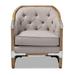 Armchair - Gracie Oaks Tottenville 29.1" Wide Tufted Armchair Linen/Wood/Fabric in Brown/Gray/White | 33.1 H x 29.1 W x 30.3 D in | Wayfair