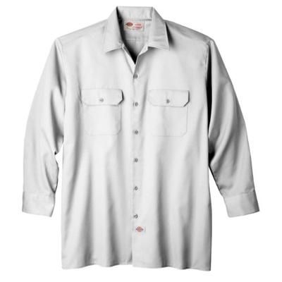 Dickies Men's Long Sleeve Work Shirt, White, Medium