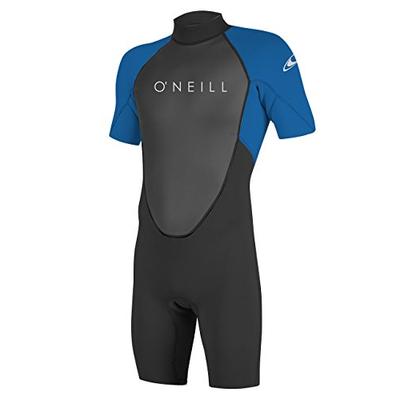 O'Neill Men's Reactor-2 2mm Back Zip Short Sleeve Spring Wetsuit, Black/Ocean, Large Tall
