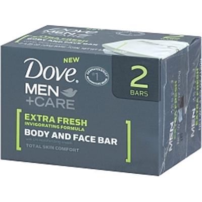 Dove Men+Care Body & Face Bar, Extra Fresh, 2 bars, 4.25 oz ea (Pack of 3)