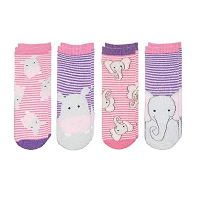 FlapJackKids - Kids' Sock Safari - Elephant/Hippo - Baby (0-12 mos)(4 Pairs)