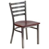 Flash Furniture HERCULES Series Clear Coated Ladder Back Metal Restaurant Chair - Mahogany Wood Seat screenshot. Chairs directory of Office Furniture.