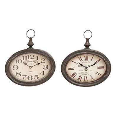 Deco 79 Stylish and Durable Assorted Chinese Metal Wall Clock, Set of 2