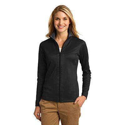 Port Authority Women's Vertical Texture Full Zip Jacket L Black/Iron Grey