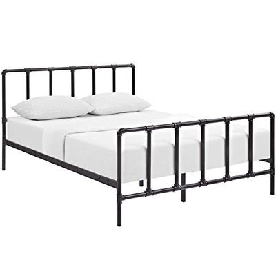 Modway MOD-5437-BRN Dower Stainless Steel Bed, Queen, Brown