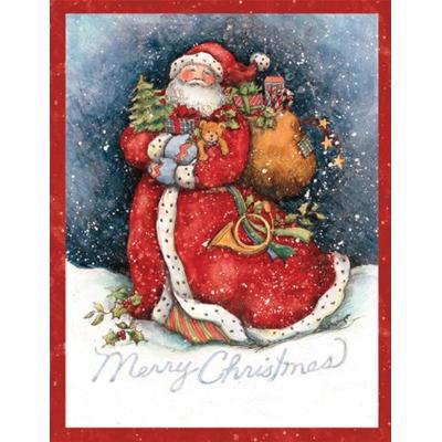 LANG -"Merry Santa", Boxed Christmas Cards, Artwork by Susan Winget" - 18 Cards, 19 envelopes - 5.37