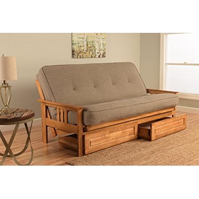 Kodiak Furniture KFMODBTLSTNLF5MD4 Monterey Futon Set with Butternut Finish and Storage Drawers Full