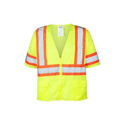 Ironwear 1293-LZ-2-M ANSI Class 3 Polyester Mesh SAFETY Vest with Zipper & 4" Orange/2" Silver Refle