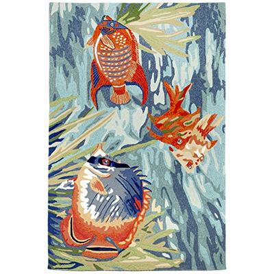 Liora Manne RVL57225504 Ravella Colorful Fish Tropical Fish Indoor/Outdoor Rug 5' X 7'6" Blue