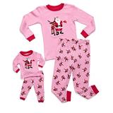 Leveret Santa Pink Matching Doll & Girl 2 Piece Pajama Set 100% Cotton 6 Years screenshot. Sleepwear directory of Clothes.