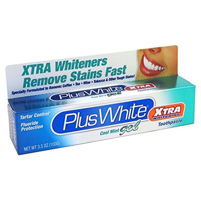 Plus White Toothpaste Xtra Whitening Cool Mint Gel 3.5 Ounce (103ml) (3 Pack)