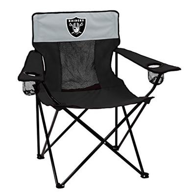 Logo Brands NFL Oakland Raiders Folding Elite Chair with Mesh Back and Carry Bag , Charcoal, One Siz