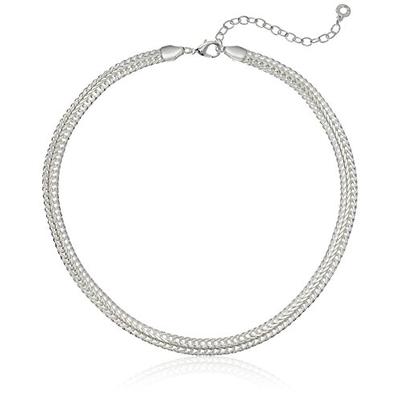 Anne Klein Classics Silver Tone 17-Inch Flat Collar Chain Necklace, Adjustable