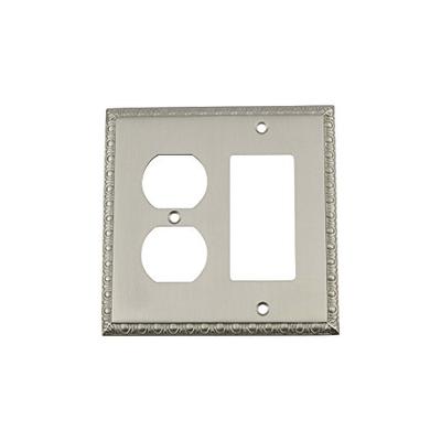 Nostalgic Warehouse 720056 Egg & Dart Switch Plate with Rocker and Outlet Satin Nickel