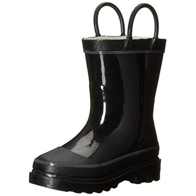 Western Chief Kids Waterproof Rubber Classic Rain Boot with Pull Handles, Black, 13 M US Little Kid