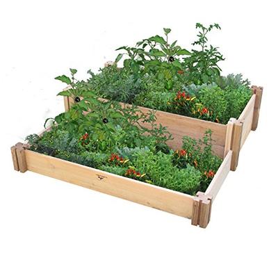 Gronomics Multi-Level Rustic Raised Garden Bed, 36 by 36 by 13"