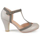 Brinley Co Womens Cut Out Round Toe T-Strap Two-Tone Matte Mary Jane Pumps Grey, 6 Wide Width US screenshot. Shoes directory of Clothing & Accessories.