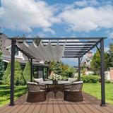 Paragon-Outdoor Florence 11 ft. x 11 ft. Aluminum Pergola in Powder-Coated Finish w/ adjustable canopy in Gray | 93 H x 199 W x 138 D in | Wayfair