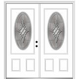Verona Home Design Grace Primed Fiberglass Prehung Front Entry Door Fiberglass | 82.25 H x 74 W x 80 D in | Wayfair ZZ3656859L