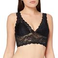 ONLY Damen Spitzen Bustier BH ohne Bügel | Lace Triangel Bra ONLCHLOE | Cups Breite Träger Crop Top, Farben:Schwarz, Größe:XS