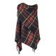 Bronte Lambswool Checked Mini Ruana Shawl Wrap British Made Black Stewart