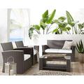 Beachcrest Home™ Tisdale Wicker/Rattan 4 - Person Seating Group w/ Cushions Synthetic Wicker/All - Weather Wicker in Gray/White | Outdoor Furniture | Wayfair