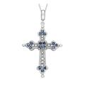 Carissima Gold Women's 9ct White Gold Diamond and Sapphire Cross Pendant on Curb Chain Necklace of 46cm/18"