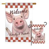 Breeze Decor Welcome Piggy Nature Farm Animals 2-Sided Polyester 40 x 28 in. Flag Set in Pink/Red | 40 H x 28 W in | Wayfair