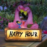 Exhart Solar Happy Hour Flamingos Sign, 10 Inch Resin/Plastic | 10.08 H x 11.22 W x 4.69 D in | Wayfair 16276-RS