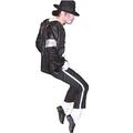 Shuanghao Cosplay Michael and Jackson MJ Cos Child Adult Costume 5pcs MJ Billie Jeans Jacket+Pant+Socks+Glove+Hat (W:55-60kg H:160-170cm) Black