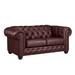 Astoria Grand Orner 70" Leather Match Rolled Arm Loveseat Leather Match/Manufactu Wood in Red | 31 H x 70 W x 38 D in | Wayfair