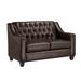 Darby Home Co Debolt 56" Leather Match Square Arm Loveseat Leather Match/Manufactured Wood in Brown | 36 H x 56 W x 37 D in | Wayfair