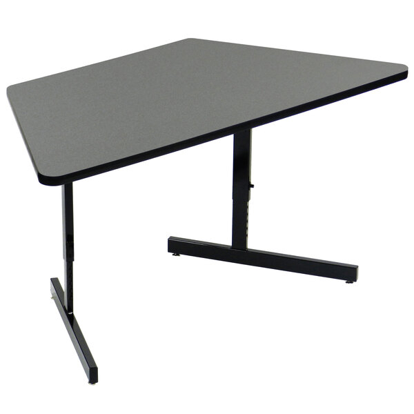 Correll 30" x 60" Trapezoid Premium Laminate 21" - 29" Montana Granite Adjustable Height High-Pressure Top Computer Table