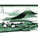 ArtVerse Japanese Cranes & Mount Fuji Wood Block Print Removable Wall Decal Vinyl in Green/Black | 18 H x 24 W in | Wayfair HOK010A1824A