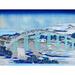 ArtVerse Japanese Bridge Wood Block Print Removable Wall Decal Vinyl in Blue/White | 36 H x 48 W in | Wayfair HOK124A3648A