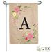JEC Home Goods Spring Rose Monogram 2-Sided Polyester 18 x 13 in. Garden Flag in Brown | 18 H x 12.5 W in | Wayfair GF10008-A