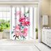 East Urban Home 71" x 74" Shower Curtain, Pink Hollyhock Flowers 2 by Suren Nersisyan Polyester in Blue/Gray | 71 H x 74 W in | Wayfair