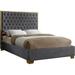 Everly Quinn Spadaro Tufted Upholstered Platform Bed Wood in Gray/Yellow/Brown | 58.5 H x 59.5 W x 81.5 D in | Wayfair