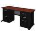 Red Barrel Studio® Fusion Teachers Desk w/ Double Pedestal Drawer Unit Wood in Black/Brown | 29 H x 66 W x 30 D in | Wayfair