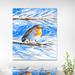 Charlton Home® 'Robin in Winter' Oil Painting Print on Wrapped Canvas Metal in Blue | 40 H x 30 W x 1.5 D in | Wayfair