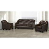 Darby Home Co Debolt 3 Piece Leather Match Living Room Set Leather Match in Brown | 36 H x 77 W x 37 D in | Wayfair Living Room Sets